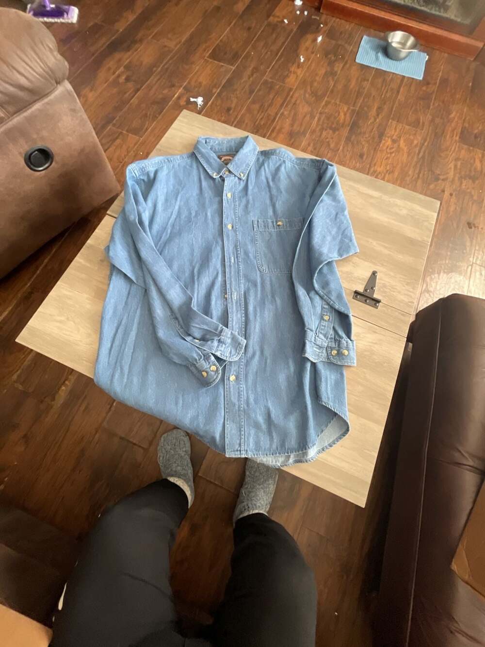 #A141 Saratoga Authentic Sportswear Long Sleeve Denim Button-Down Shirt